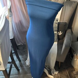 Elegant Blue Off-Shoulder Dress